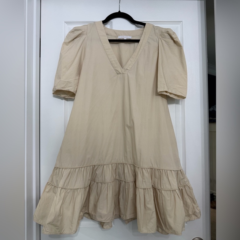 Olivaceous Cream Puff Sleeve Mini Dress